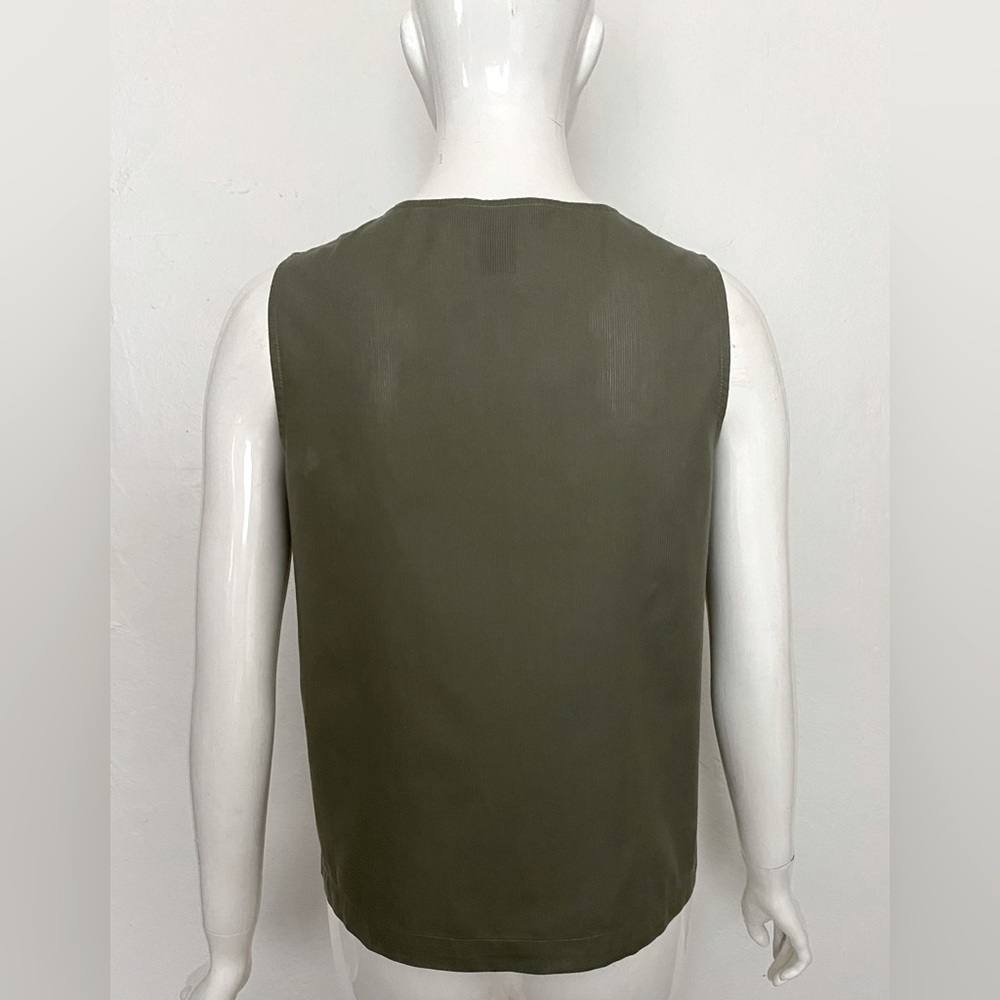 MARC BY MARC JACOBS OLIVE GREEN RUFFLE SLEEVELESS COTTON TOP SHIRT BLOUSE XS - Picture 7 of 14